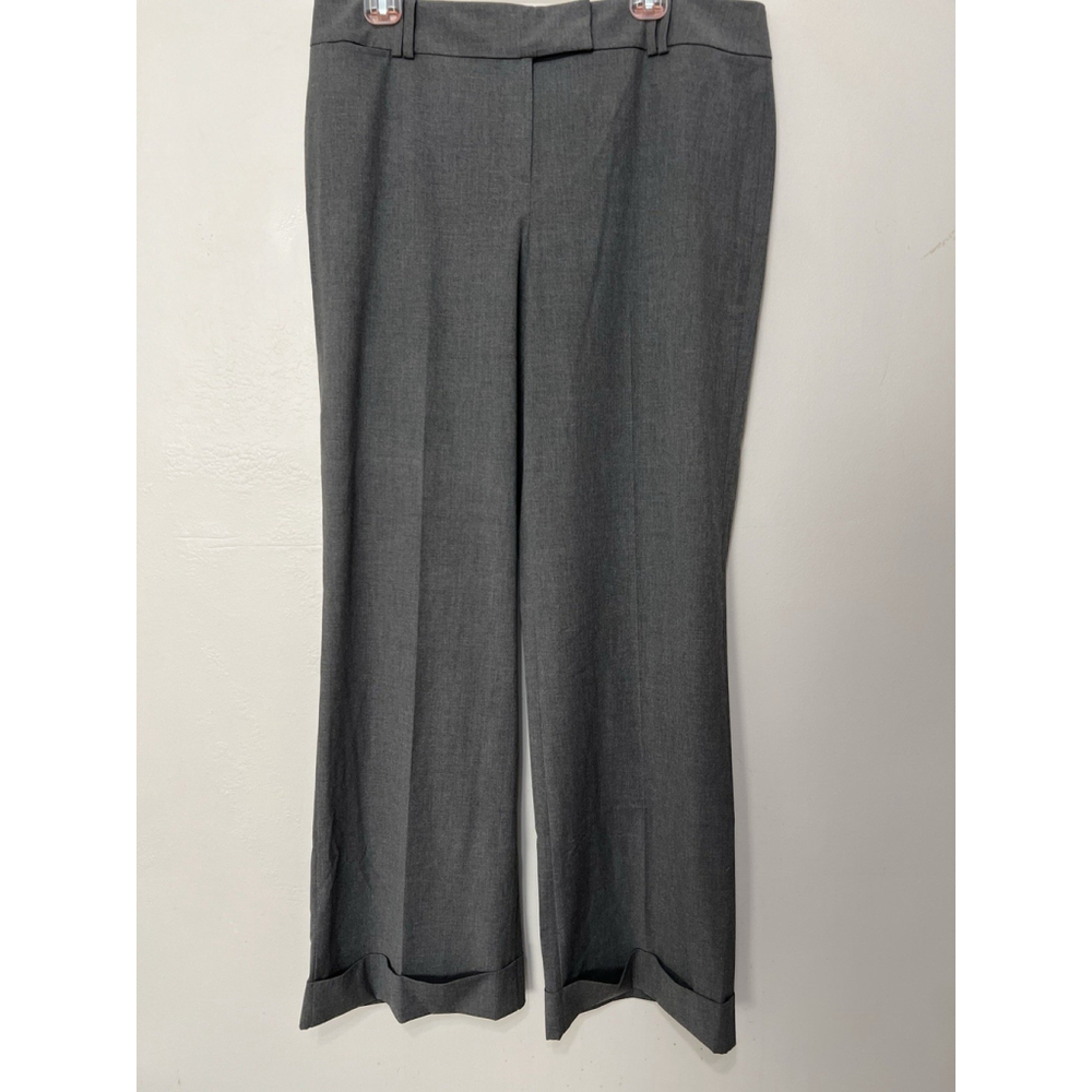 Talbots Vintage Gray Wide Leg High Rise Classic Style Dress Pants Cuffed 14